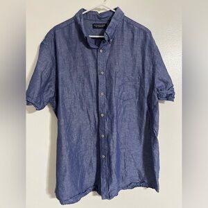 Roundtree & Yorke Blue Men's Short Sleeve Dress Shirt Button Down Size XL